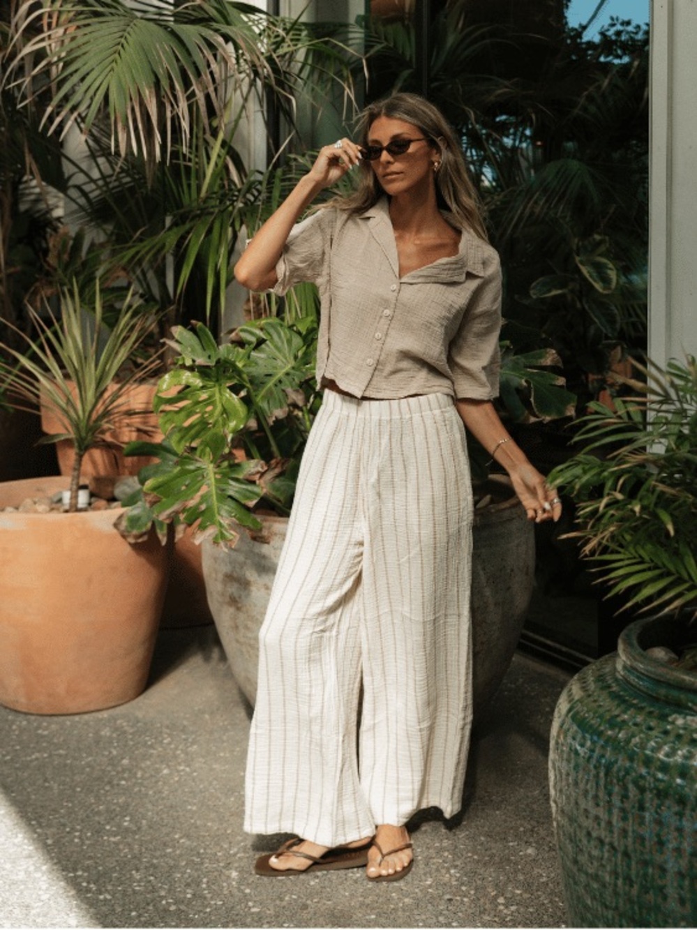 Sagar Gauze Crop Sand color Shirt - Pant Set NWT NIB Small/Medium